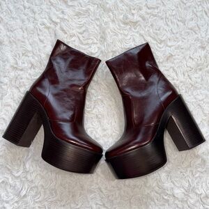 JEFFREY CAMPBELL Mexique Brown burgundy Leather Platform Boots US size 7.5